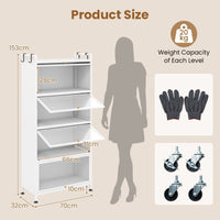 5-Tier Kitchen Storage Cabinet with 4 Flip-up PC Doors 4 Hooks and Adjustable Feet