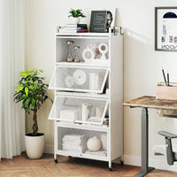 5-Tier Kitchen Storage Cabinet with 4 Flip-up PC Doors 4 Hooks and Adjustable Feet