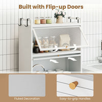 5-Tier Kitchen Storage Cabinet with 4 Flip-up PC Doors 4 Hooks and Adjustable Feet