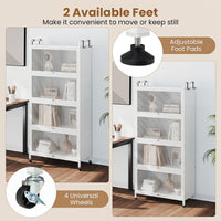 5-Tier Kitchen Storage Cabinet with 4 Flip-up PC Doors 4 Hooks and Adjustable Feet