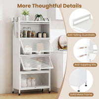 5-Tier Kitchen Storage Cabinet with 4 Flip-up PC Doors 4 Hooks and Adjustable Feet
