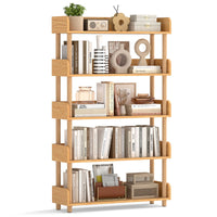 3-Tier Wooden Bookshelf with Sturdy Pine Wood Posts and Elevated Guardrails