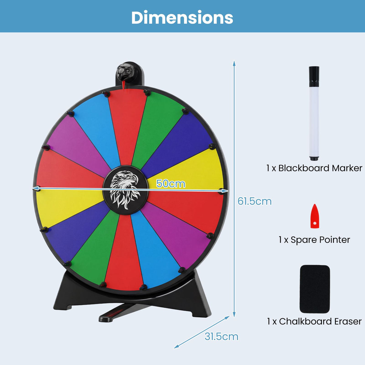 29CM/ 50 CM Spinning Prize Wheel with Blackboard Marker for Prizes