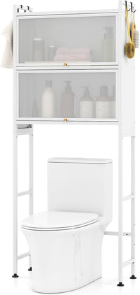 166 cm Over-the-toilet Cabinet Bathroom Organizer with Hooks