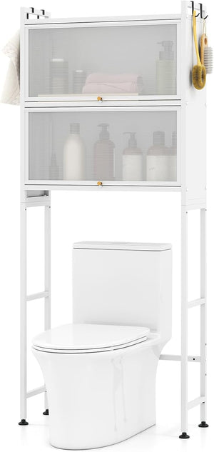 166 cm Over-the-toilet Cabinet Bathroom Organizer with Hooks