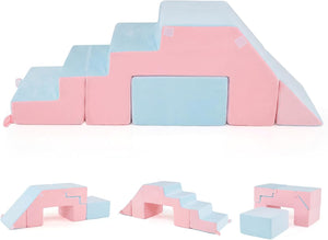 4-in-1 Foam Climbing Blocks with Slide and Stair