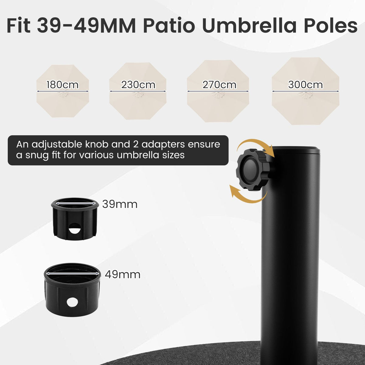 52kg Fillable Round Umbrella Base 55cm for 39-49mm Poles