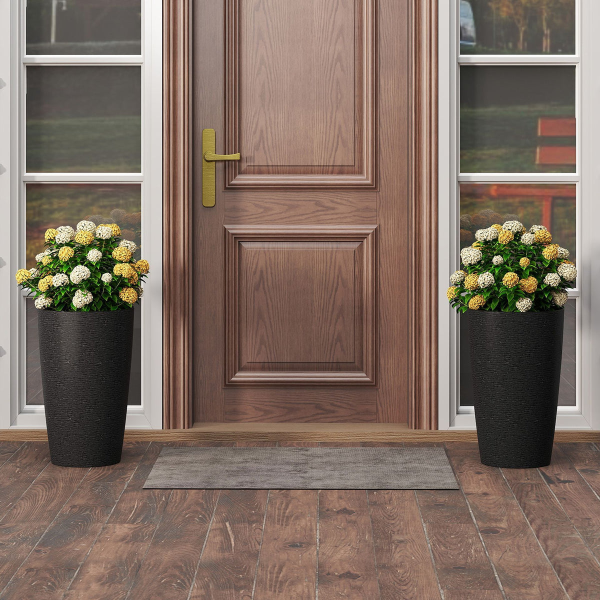 53cm Tall Plastic Planters Set of 2 with Optional Drainage System