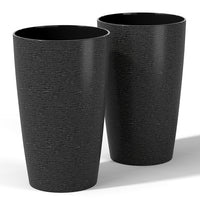 53cm Tall Plastic Planters Set of 2 with Optional Drainage System