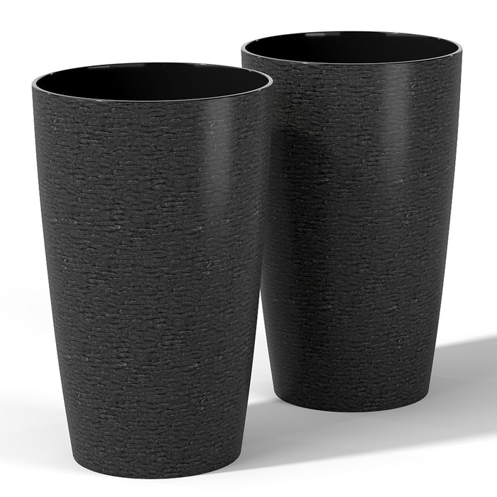 53cm Tall Plastic Planters Set of 2 with Optional Drainage System
