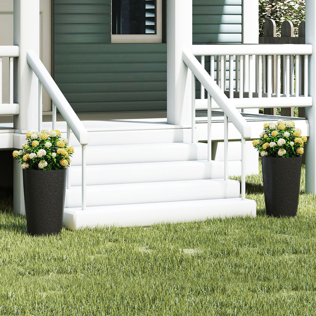 53cm Tall Plastic Planters Set of 2 with Optional Drainage System