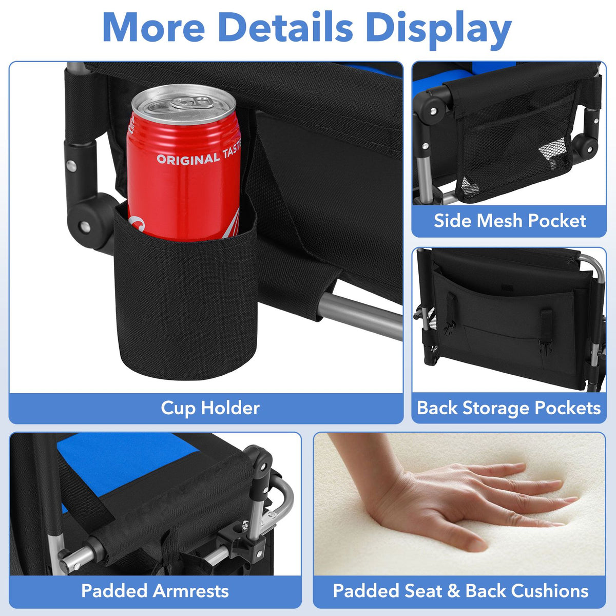 54 CM Foldable Stadium Seat with Back Support for Outdoor Sports Events