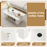 Giantex Modern Coffee Table w/Storage Shelf, Large 2-Tier Wooden Tea Table w/Open Shelf, White
