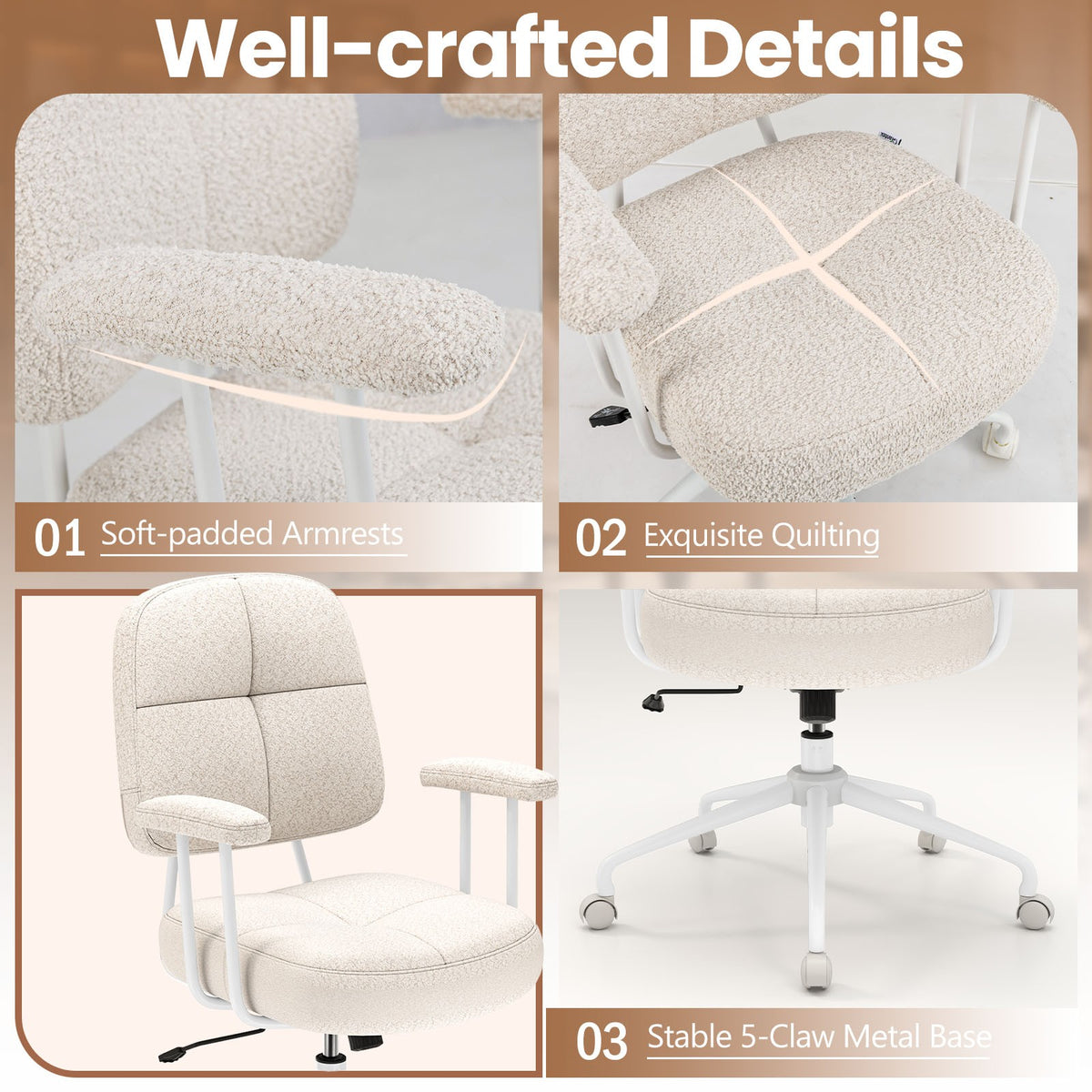 Upholstered Task Chair Adjustable Swivel Chair