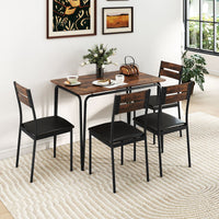 5-Piece Dining Table Set Industrial Rectangular Kitchen Table and 4 Armless Chairs