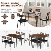 5-Piece Dining Table Set Industrial Rectangular Kitchen Table and 4 Armless Chairs