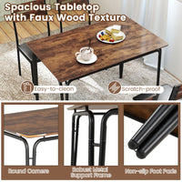 5-Piece Dining Table Set Industrial Rectangular Kitchen Table and 4 Armless Chairs