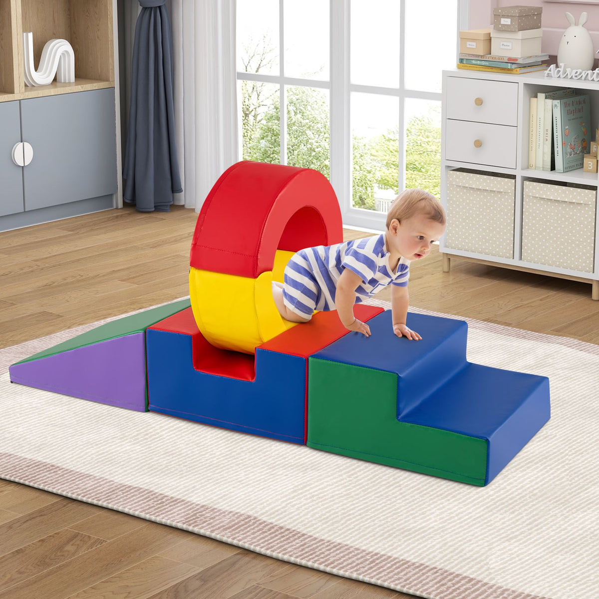5 Pieces Kids Climbing Foam Blocks Playset Soft Play Climb and Crawl Playset