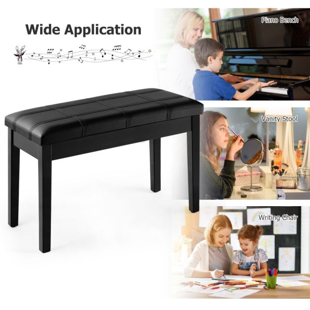 PU Leather Piano Bench with Padded Cushion and Music Storage
