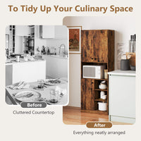 Kitchen Pantry Storage Cabinet 166 cm Tall Modern Hutch Cabinet w/ Open Shelves