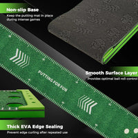 Portable Putting Green Mat with 2 Adjustable Putters, 6 Balls, Carrying Bag, Golf Putting Mat for Party
