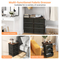 3-Tier Fabric Dresser Fabric Nightstand w/ 3 Drawers Storage Dresser for Bedroom