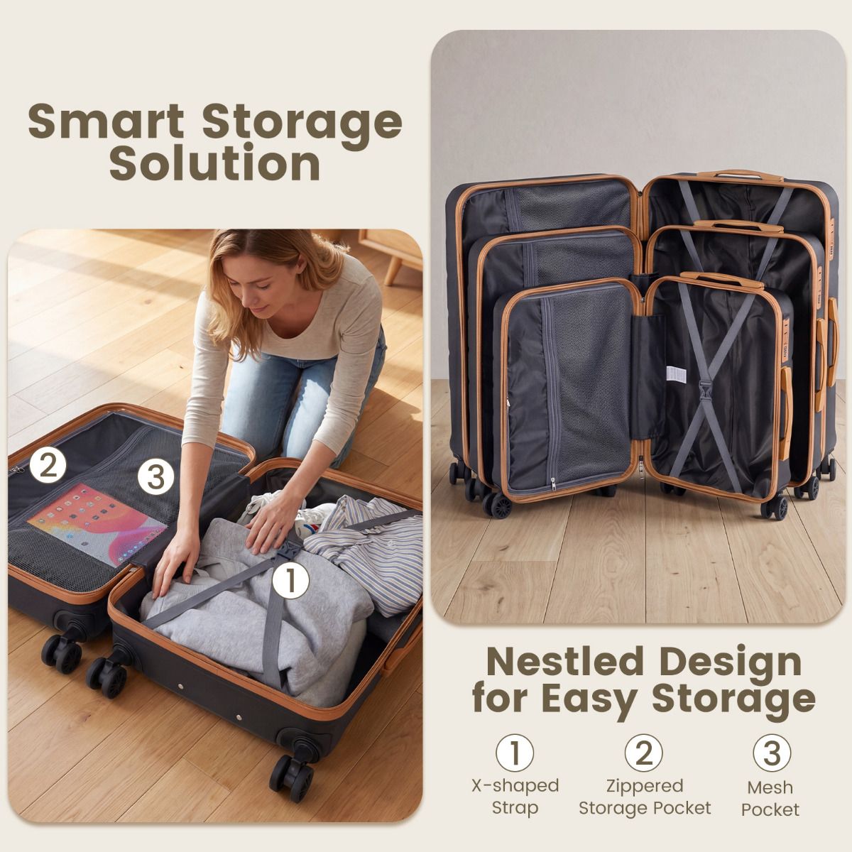 5-Piece Luggage Set with TSA Lock and 4 Spinner Wheels