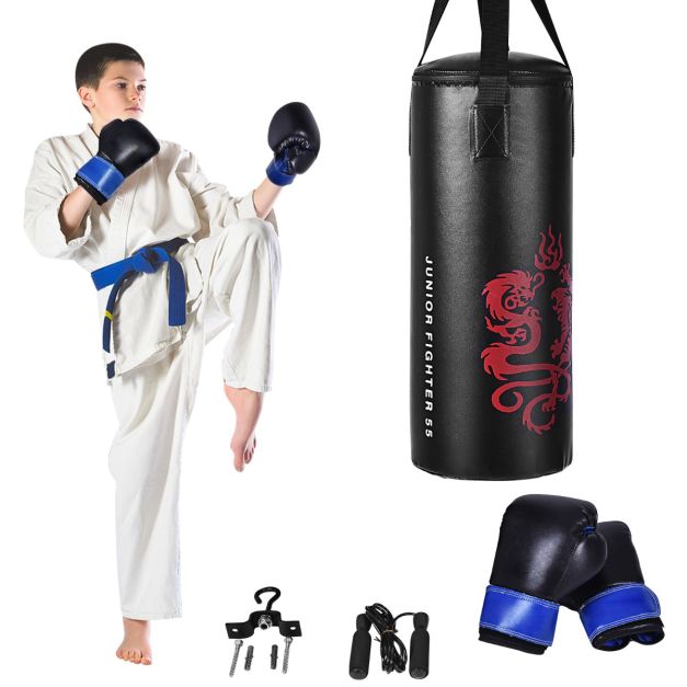 5 Pieces Kids Punching Bag Set with Boxing Gloves and Skipping Rope
