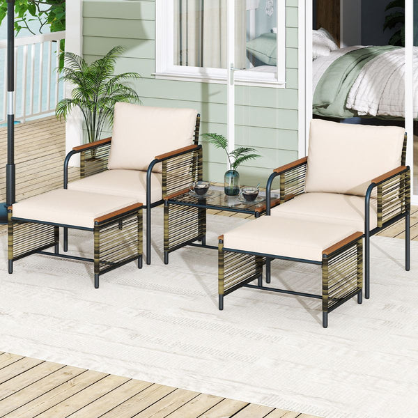 5 Pieces Outdoor Conversation Set with Cushion for Backyard