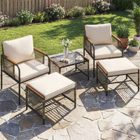 5 Pieces Outdoor Conversation Set with Cushion for Backyard