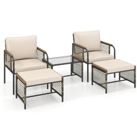 5 Pieces Outdoor Conversation Set with Cushion for Backyard