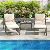 5 Pieces Outdoor Conversation Set with Cushion for Backyard