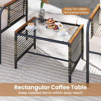5 Pieces Outdoor Conversation Set with Cushion for Backyard