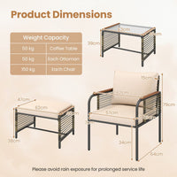 5 Pieces Outdoor Conversation Set with Cushion for Backyard