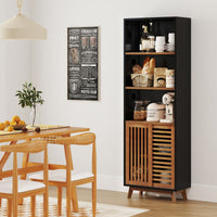 5-Tier Bookcase with Reversible Adjustable Shelf and Sliding Doors