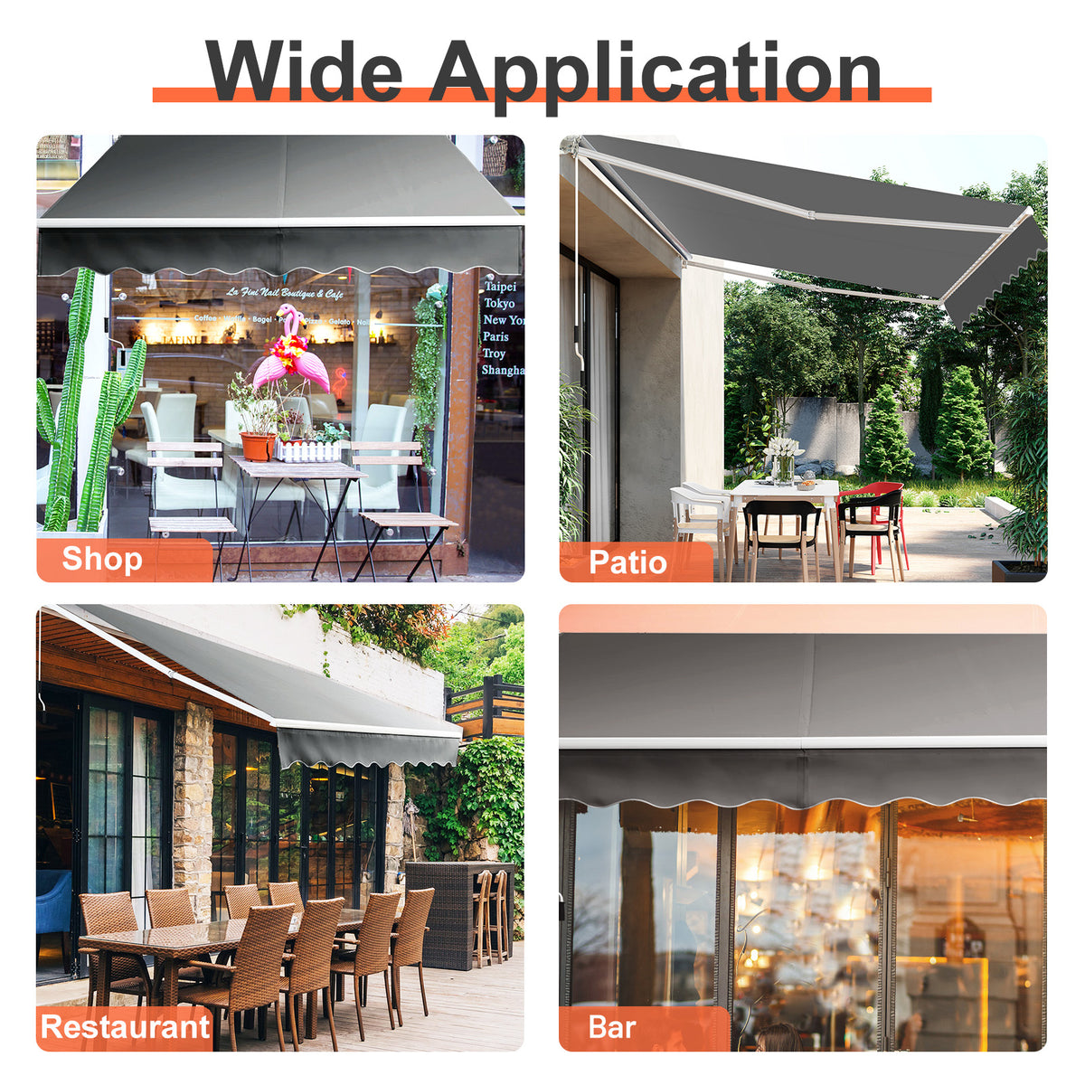 2.5 x 2.95M Retractable Awning, Sun Shade Shelter w/Easy Opening Manual Crank Handle