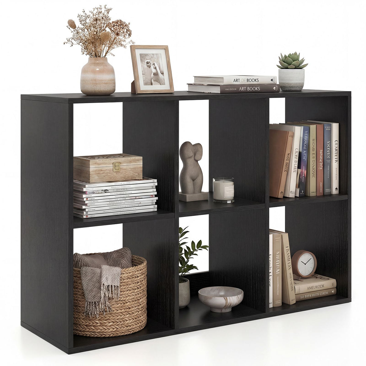 4/6-Cube Open Bookshelf Home 2-tier Large Bookcase Free-standing Storage Shelf
