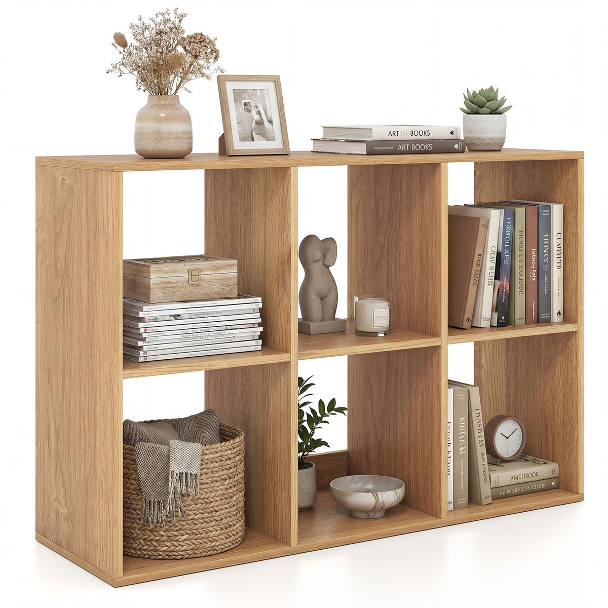 4/6-Cube Open Bookshelf Home 2-tier Large Bookcase Free-standing Storage Shelf