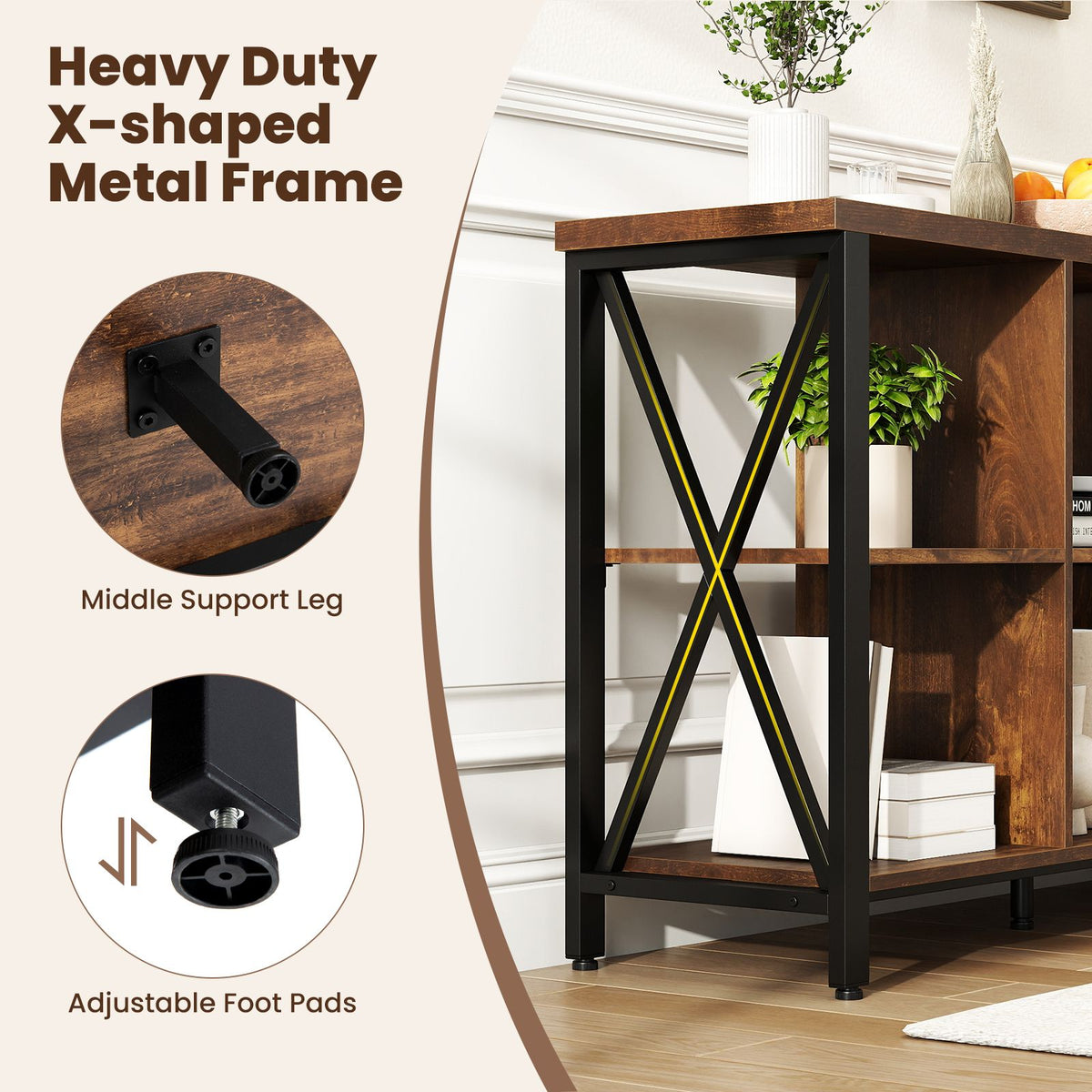 6-Cube Storage Organizer with Open Compartments for Living Room and Dining Room