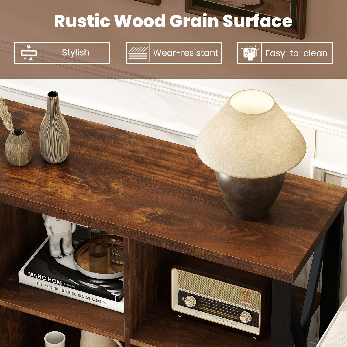 6-Cube Storage Organizer with Open Compartments for Living Room and Dining Room