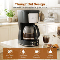 6-Cup Drip Coffee Maker for Home and Office