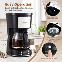 6-Cup Drip Coffee Maker for Home and Office