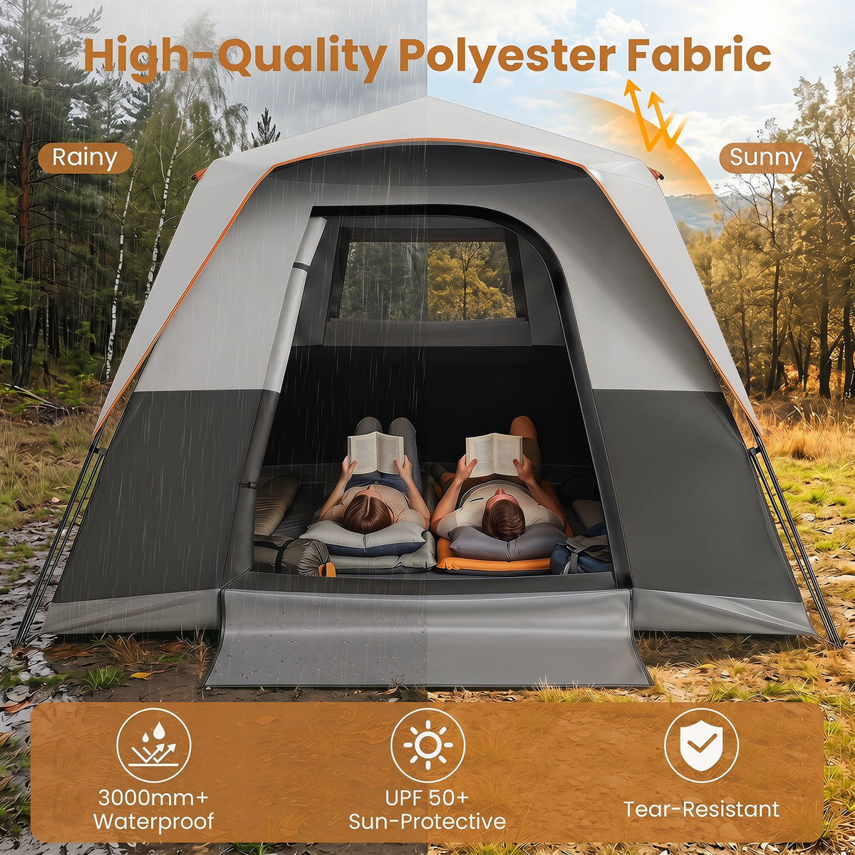 6-Person Outdoor Camping Tent Blackout Instant Cabin with Rainfly