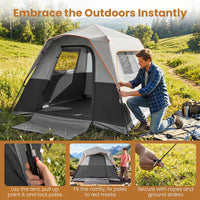 6-Person Outdoor Camping Tent Blackout Instant Cabin with Rainfly