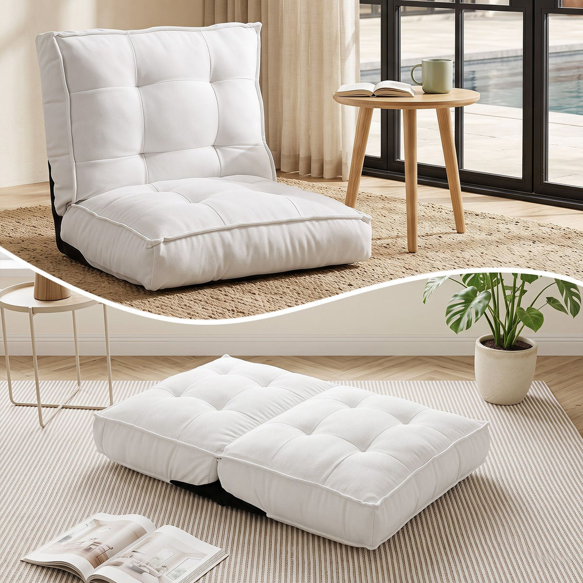 6‑Position Reclining Floor Chair with Soft Fabric and Metal Frame for Living Room