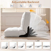 6‑Position Reclining Floor Chair with Soft Fabric and Metal Frame for Living Room