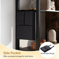 6-Tier Industrial Floating Shelves with 8 S-Hooks and Removable Side Pocket for Kitchen