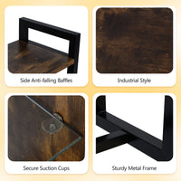6-Tier Industrial Floating Shelves with 8 S-Hooks and Removable Side Pocket for Kitchen