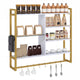 6-Tier Industrial Floating Shelves with 8 S-Hooks and Removable Side Pocket for Kitchen