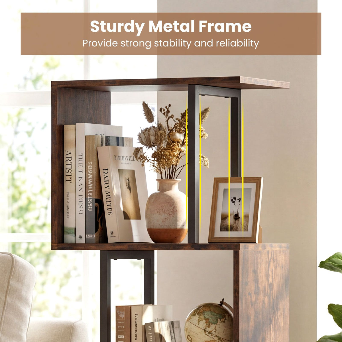 6-Tier Bookshelf with Open Display Shelves and Freestanding Storage Organizer for Living Room